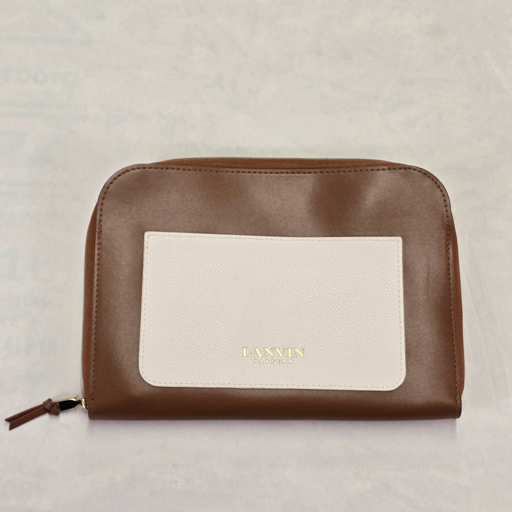 Lanvin Parfums Turkish Airlines Amenity‎ Pouch Brown Cream Travel Bag